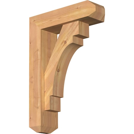 Ekena Millwork Merced Craftsman Smooth Bracket w/ Offset Brace, Western Red Cedar, 5 1/2"W x 18"D x 26"H BKT0604X18X26MRC04SWR